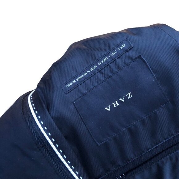 Zara Long Jacket Black With Zipper Large - Picture 10 of 10